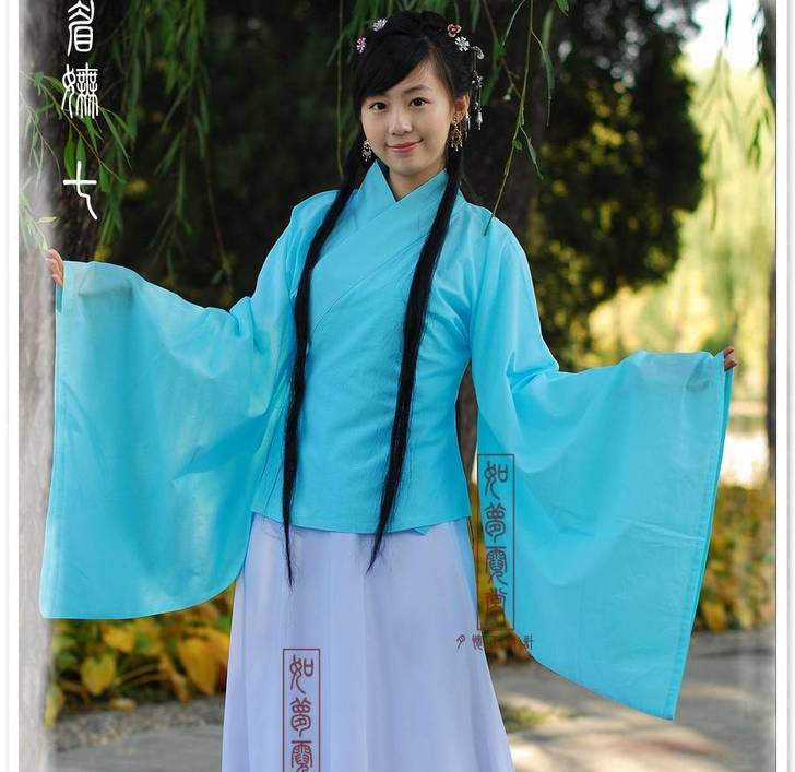 [如梦霓裳]汉服 [眉妩]大袖中衣 纯蓝大...