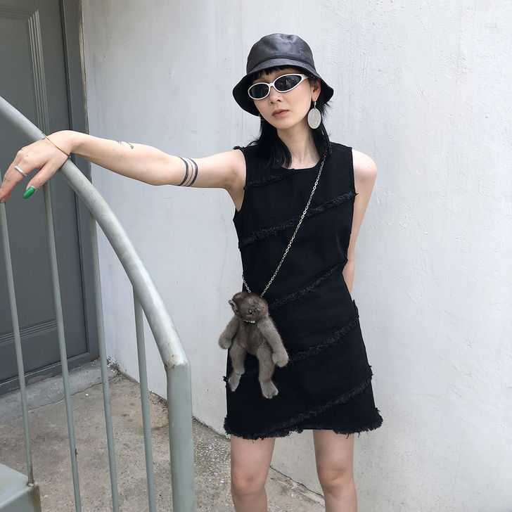 Ace无袖背心连衣裙2019新款夏港风黑暗...