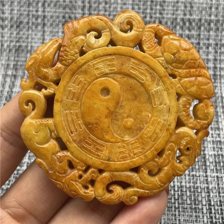 岫玉挂件客厅玉石吊坠古玉老玉复古玉壁牌子古...