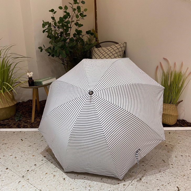 出口日本黑白条纹风皮革长柄自动纤维黑胶晴雨...