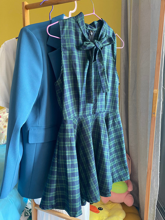 学生裙格子裙春秋系带百褶裙