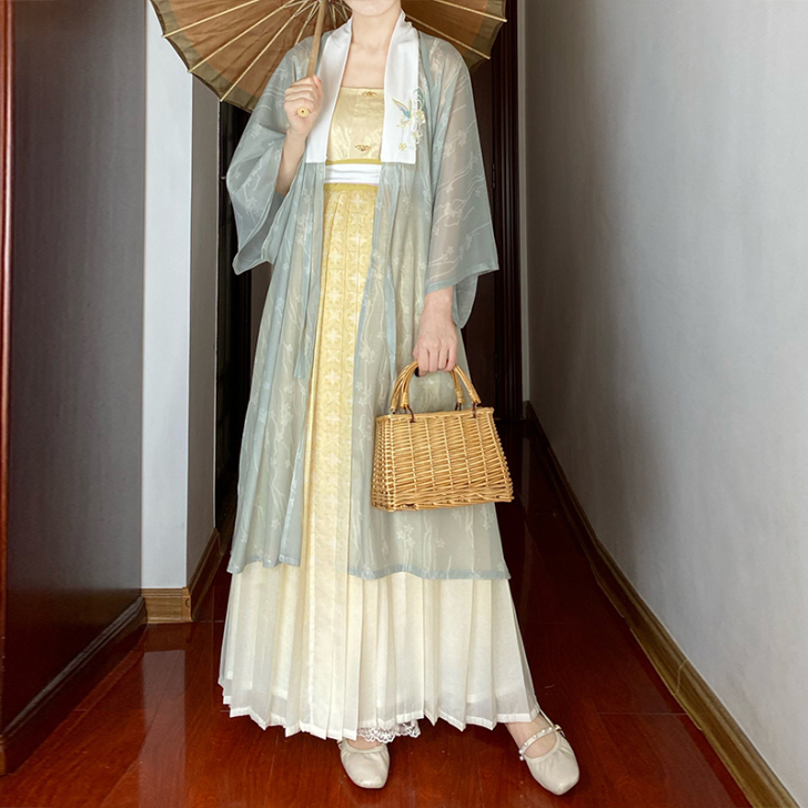 墨子研汉服女【清夏】明制合领衫半袖长衫日常...