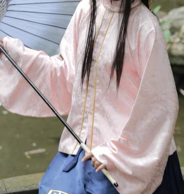 原创汉服明制立领提花暗纹上袄短袄