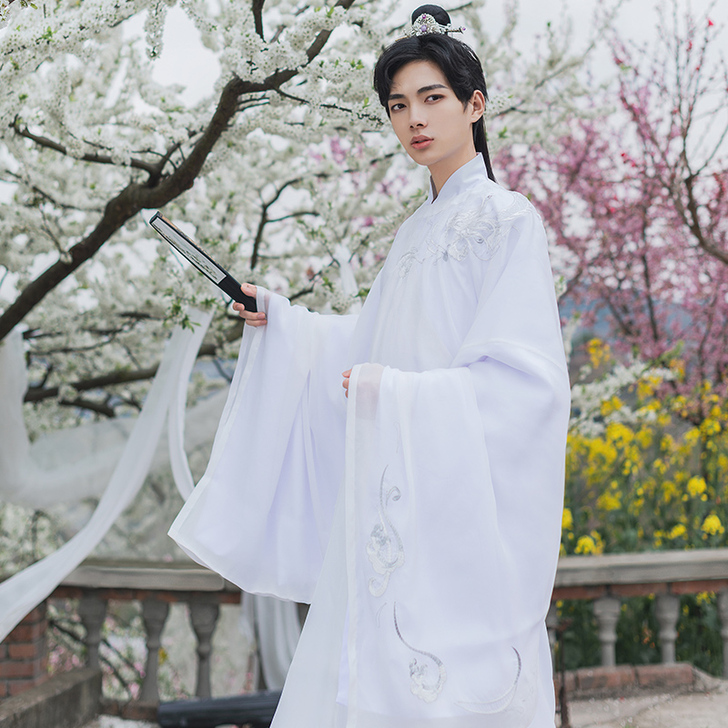 如梦霓裳清越原创春夏汉服男士宋制大袖薄款圆...