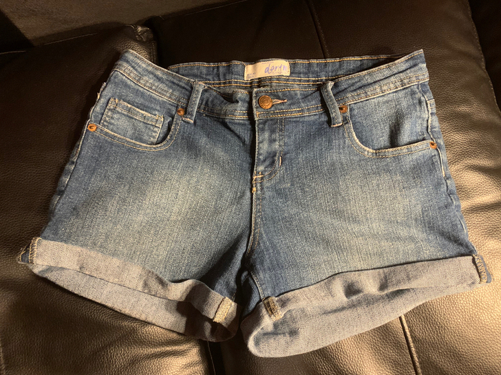 denim 牛仔短裤 弹力 翻边 腰围80