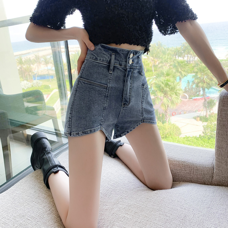 2021夏季新款高腰牛仔短裤女网红宽松显瘦...