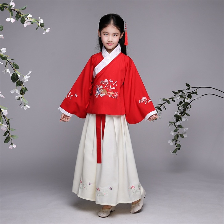 儿童汉服袄裙女童明制交领袄裙襦裙秋冬古装服...