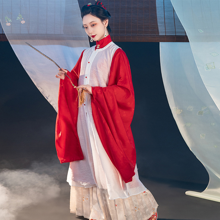 江南一梦明制晚明风汉服春立领斜襟大襟长衫暗...