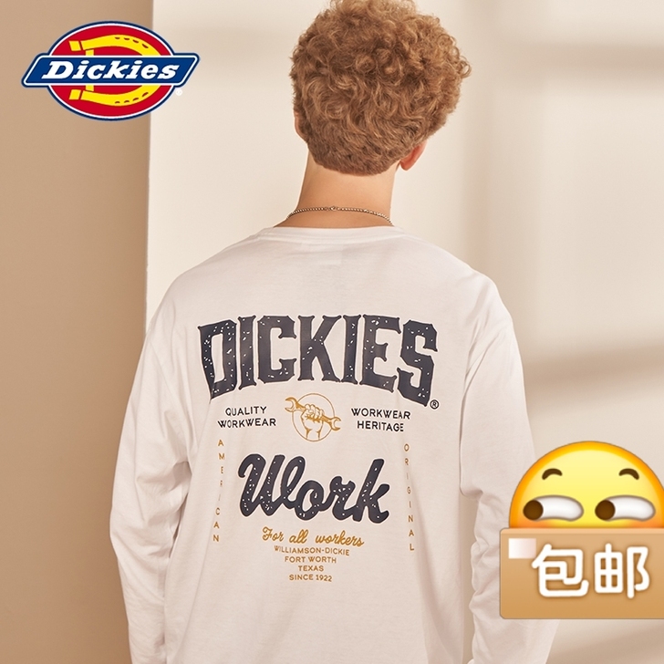 新款正品Dickies印花圆领长袖T恤00...