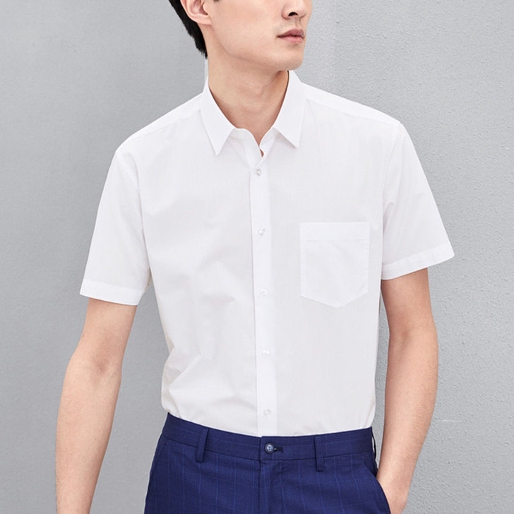海家去标简洁舒适正装衬衫夏季服帖有型短袖衬...