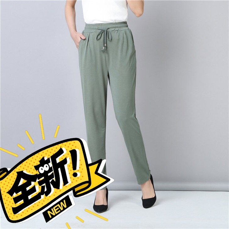 新款夏季薄款冰丝裤女中老年宽松休闲弹力直筒...