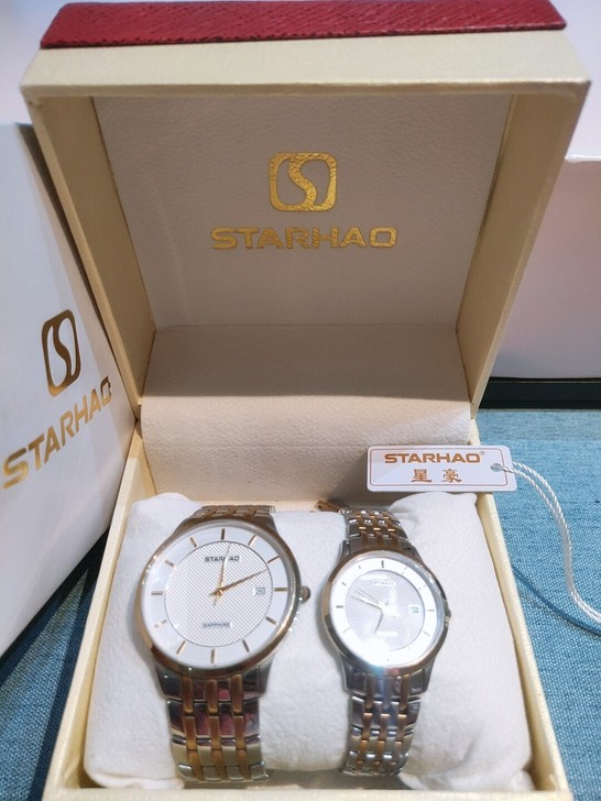 星豪Starhao情侣手表一对装。全精钢蓝...