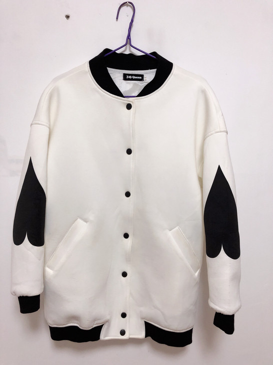 太空棉黑桃心皇后扑克棒球外套