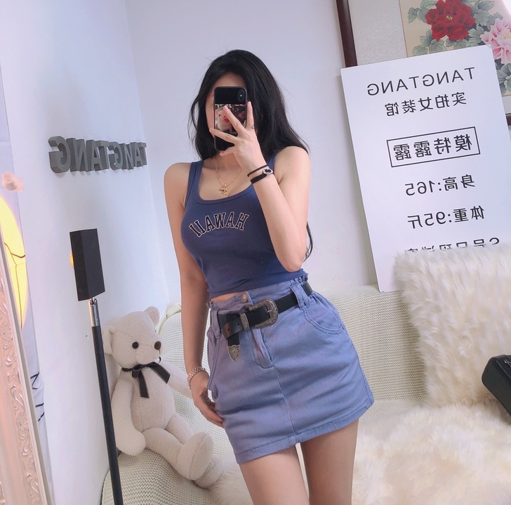 直男喊好看|显腿长高腰牛仔A字裙休闲显白洋...