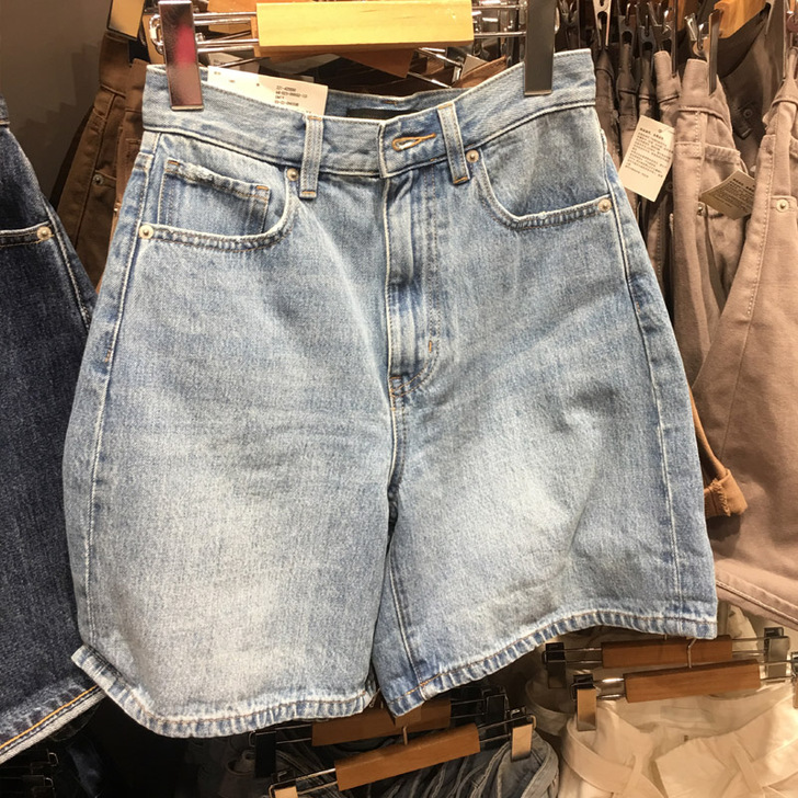 u家试衣间2020夏季新款女装高腰卷边牛仔...