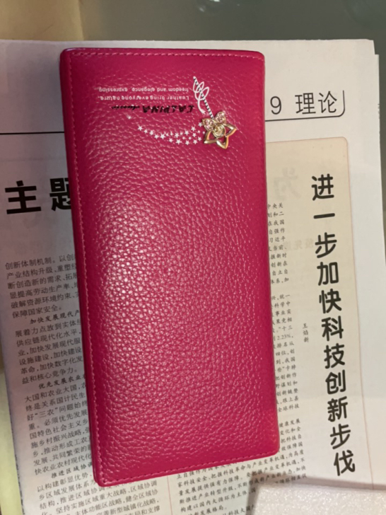 全新意大利袋鼠女士小粉钱夹