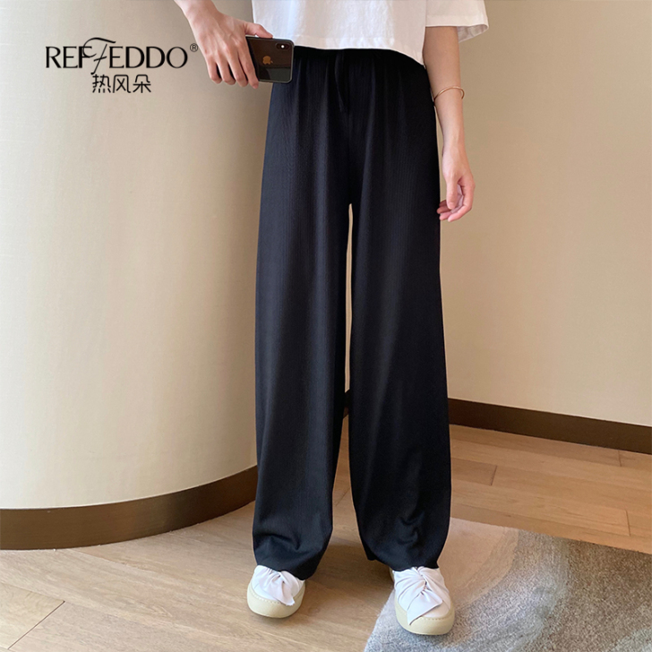 3565阔腿裤女高腰垂感宽松夏季薄款休闲坠...