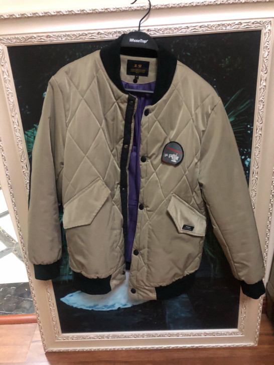 浅军绿色棒球棉服男 L码 厚款