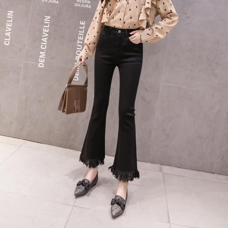 黑色牛仔裤女2019夏秋季新款高腰韩版显瘦...