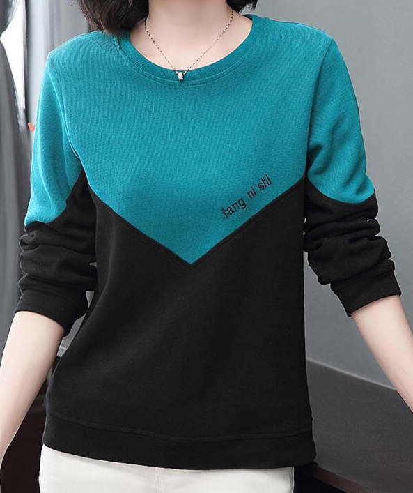 2021新款T恤女大码圆领长袖韩版百搭上衣...