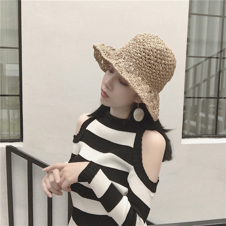 韩风Chic早秋小心机露肩修身显瘦条纹针织...