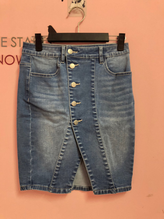 潮流牛仔新款单排扣半身裙