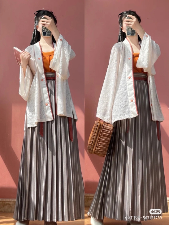 汉尚华莲杏花有序汉服女春宋制直领对襟衫