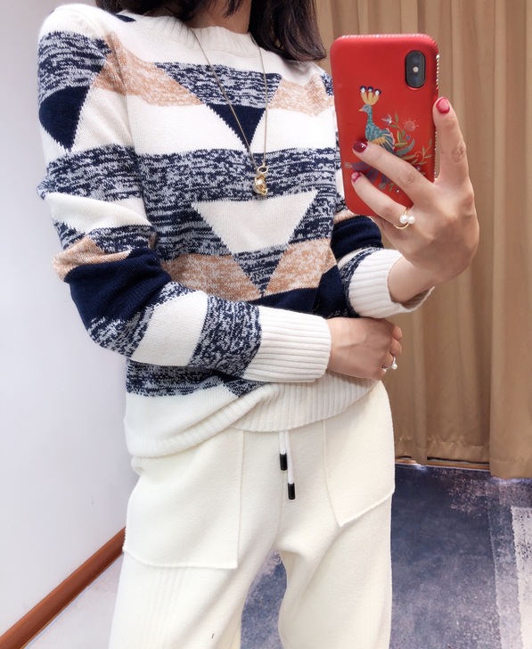 好看的基础款 条纹配色很有质感 全新羊绒衫