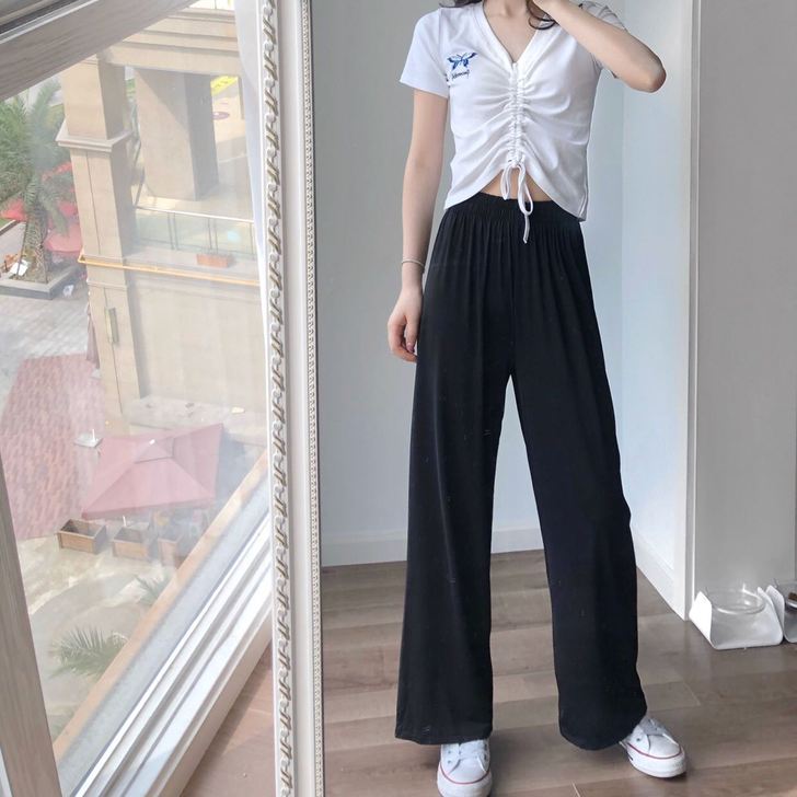 Lazy Fendy新品冰丝裤垂感直筒坠感...