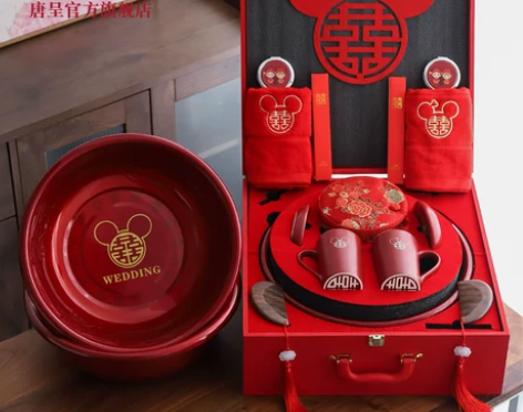 【年货价】喜盆新娘陪嫁结婚脸盆洗漱套装家用...