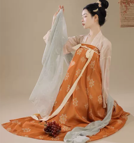 桔屿原创汉服女【长安花】唐制齐胸衫裙复原中...