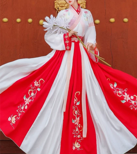 蝉佩汉服女正品原创晋制交领齐腰红色襦裙中国...