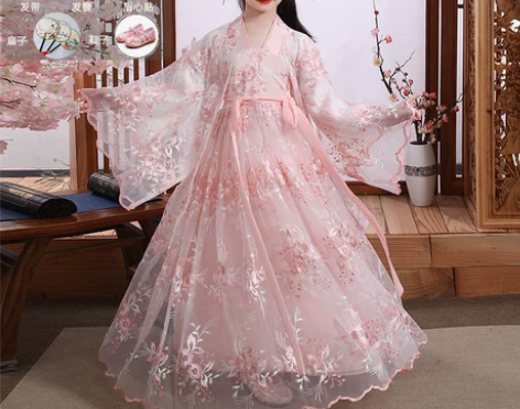 ?汉服女童儿童古装超仙襦裙连衣裙秋冬12岁...