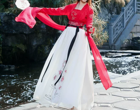 古装汉服女忘川彼岸花超仙古风汉元素  齐腰...