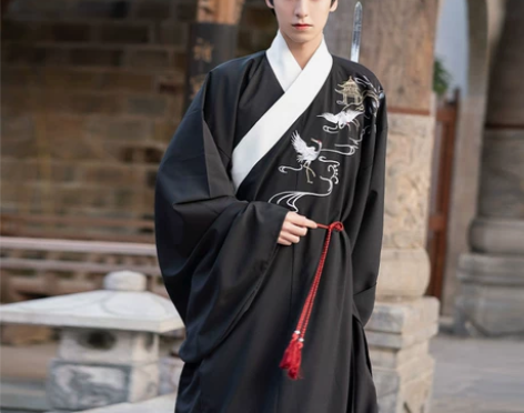 孤鲤新款道袍汉服男装春长袍正版原创中国风古...