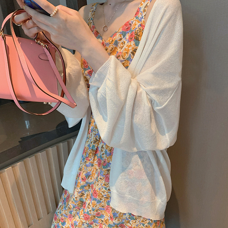冰丝针织开衫外套女夏薄款披肩外搭配裙子防晒...
