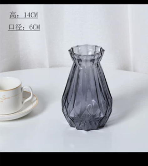 花瓶摆件客厅餐桌插花玻璃透明陶瓷北欧风干花...