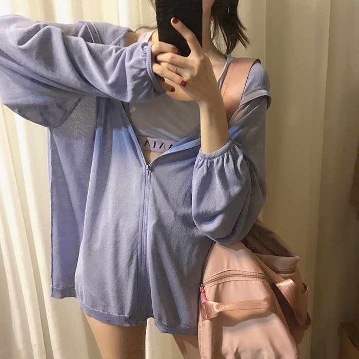 冰丝针织衫女外搭超薄开衫夏季薄款外套防晒空...