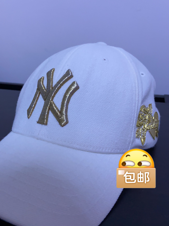 mlb白色刺绣棒球帽