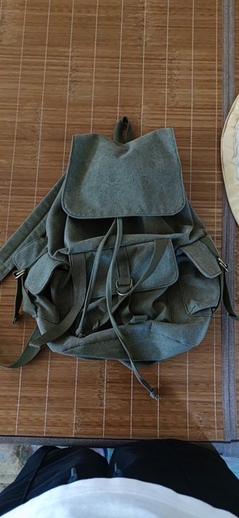 出闲置 双肩包  军绿色 男女同款  材质...