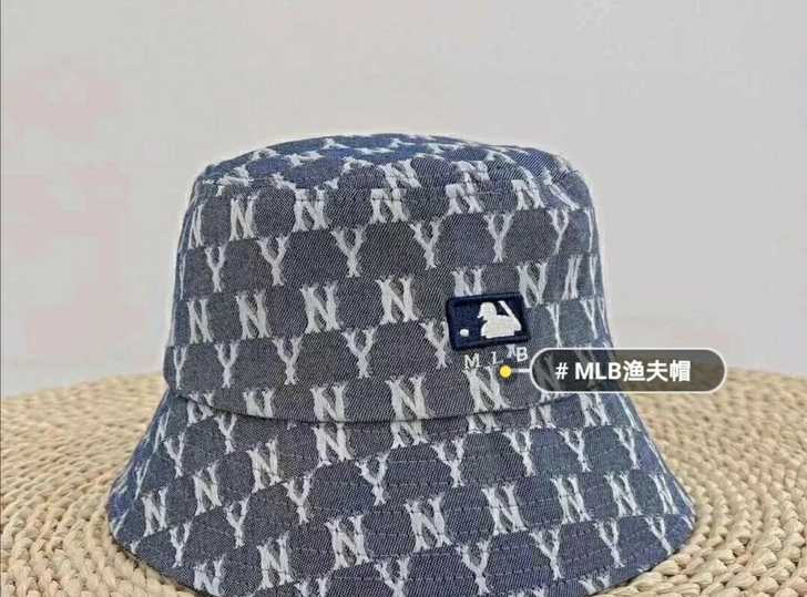 NY牛仔布渔夫帽男女帽子  MLB渔夫帽牛...