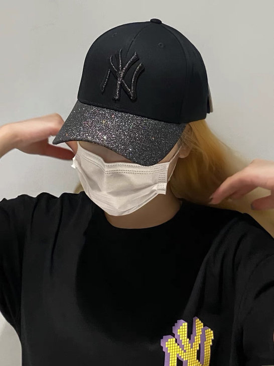韩国代购MLB新款黑色亮片时尚休闲百搭鸭舌...