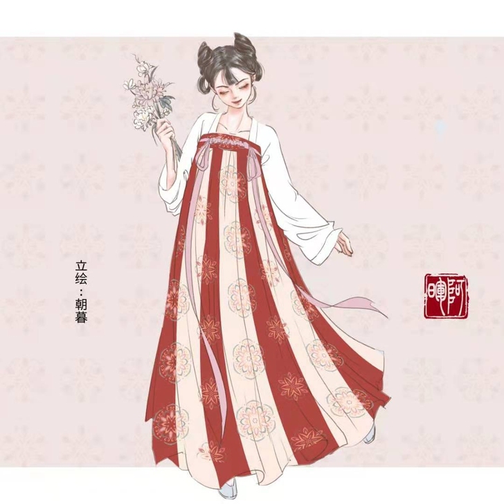 秋月轩原创正品花忆锦汉服女唐制一片式齐胸襦...