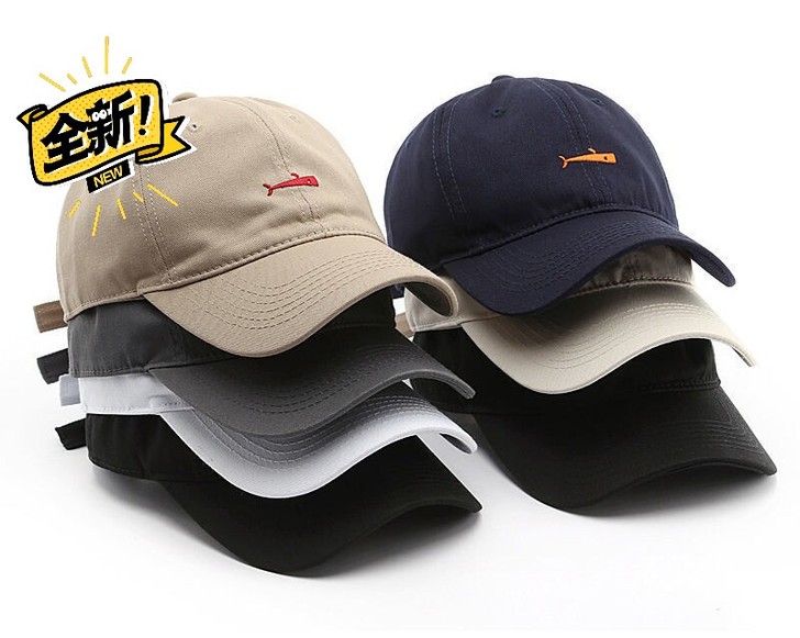 小鱼刺绣帽子遮阳防晒韩版百搭日系棒球帽女春...