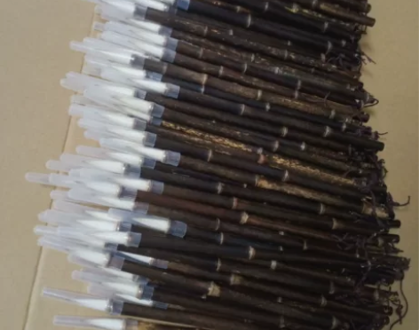 自家老人老技师纯手工制作的精致紫毫毛笔和兼...