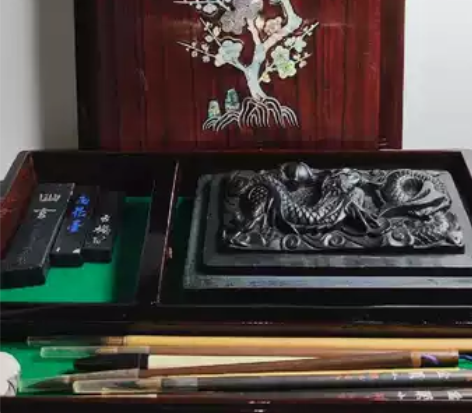 【清仓放漏】日本回流文房四宝 实木螺钿 龙...