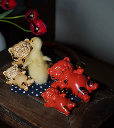 景德镇陶瓷文创躺寅虎摆件创意虎年生肖送礼家...