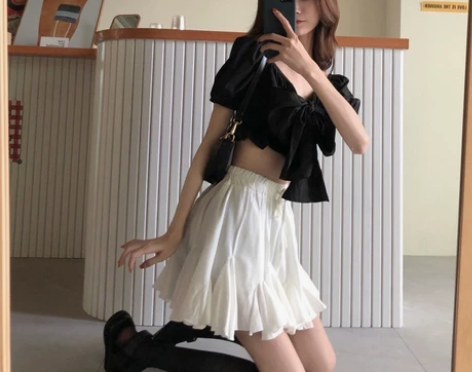 实体店不做了！显瘦蓬蓬A字裙女装减龄短裙夏...