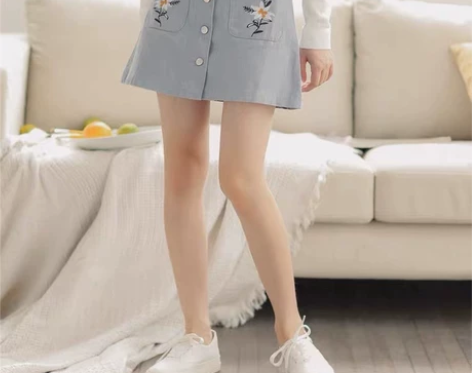 女装绣花半身裙春秋高腰显瘦包臀A字裙学生百...