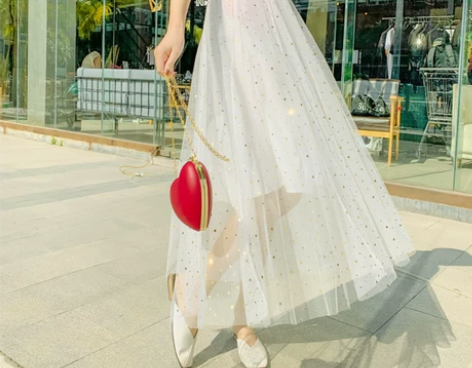 春秋超仙星空亮片网纱半身裙女新款韩版高腰显...